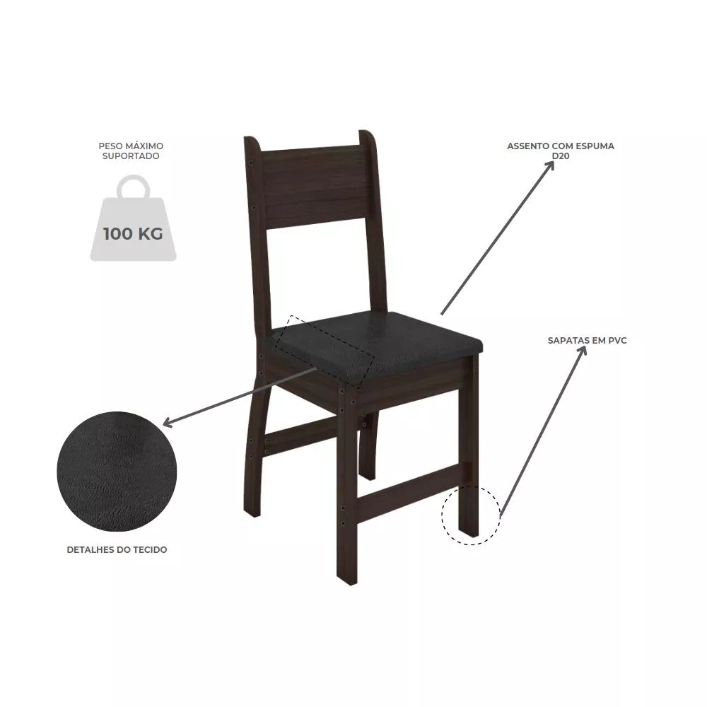 Image 3 of 6 of Conjunto Mesa com 4 Cadeiras Milano Poliman Móveis