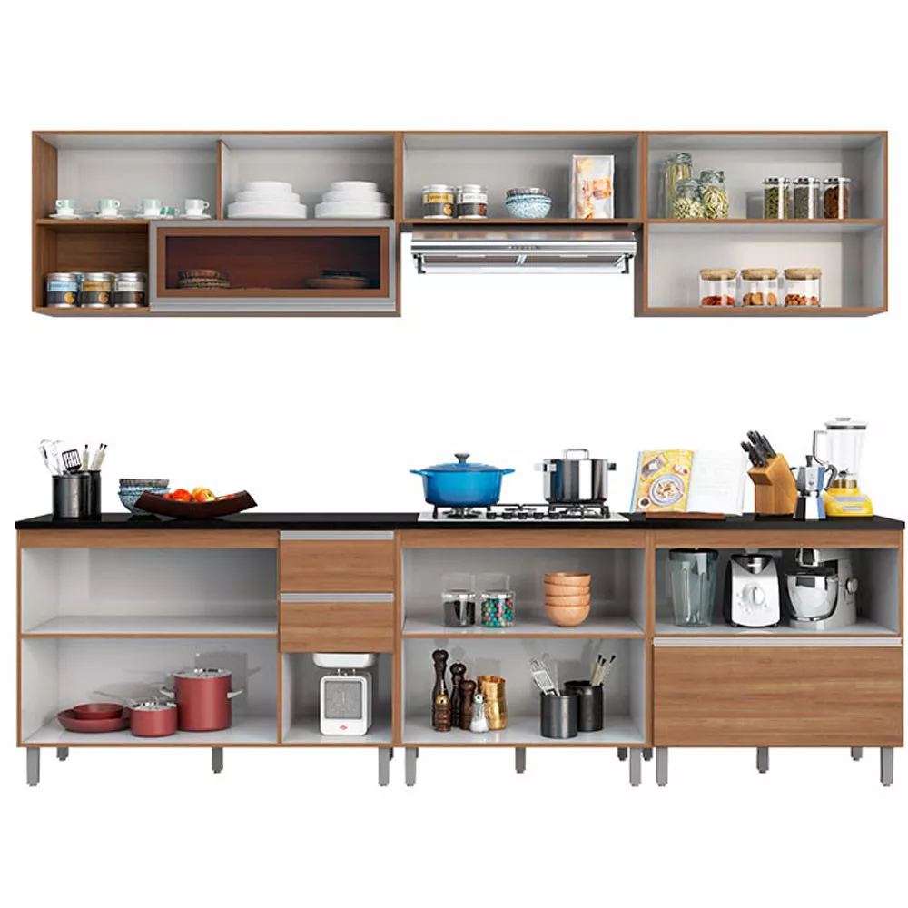 Cozinha Completa Evidence 11 portas 3 gavetas Poliman Móveis