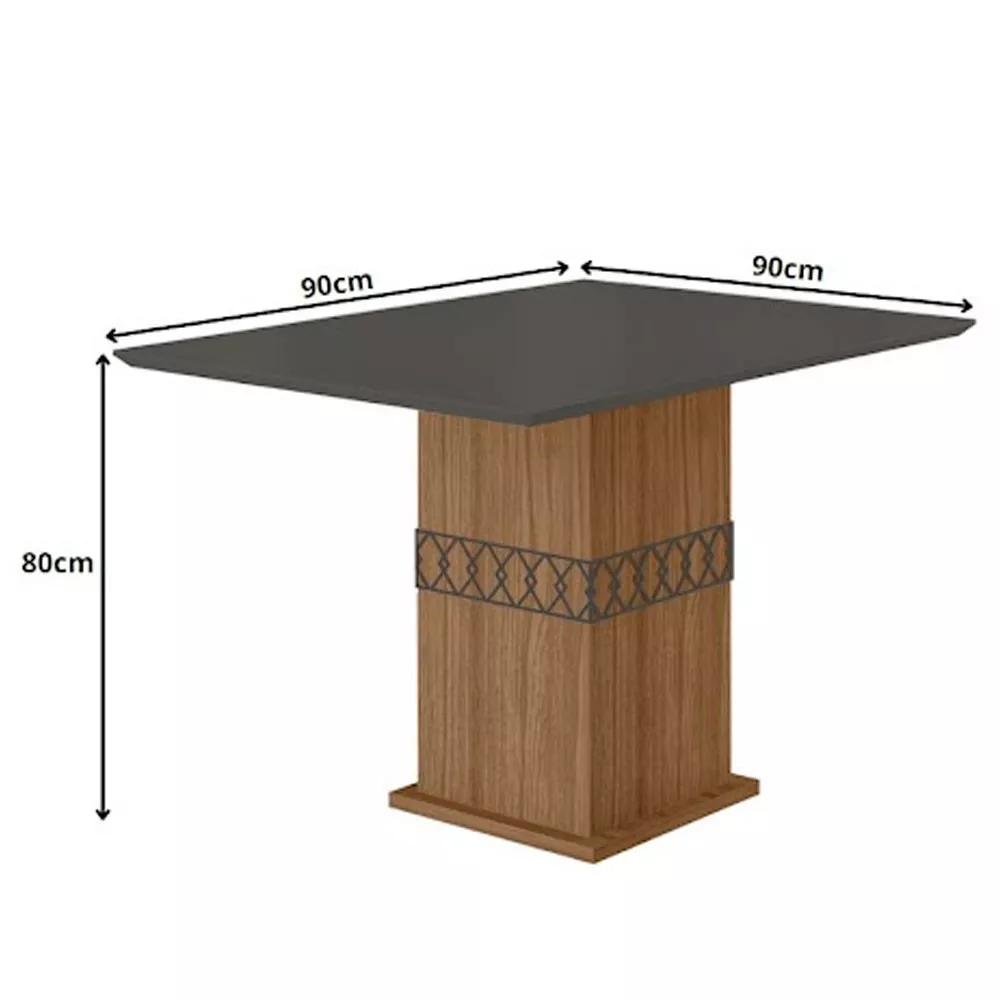 Mesa para Sala de Jantar 90cm Quadrado Tampo Chanfrado Jade Poliman