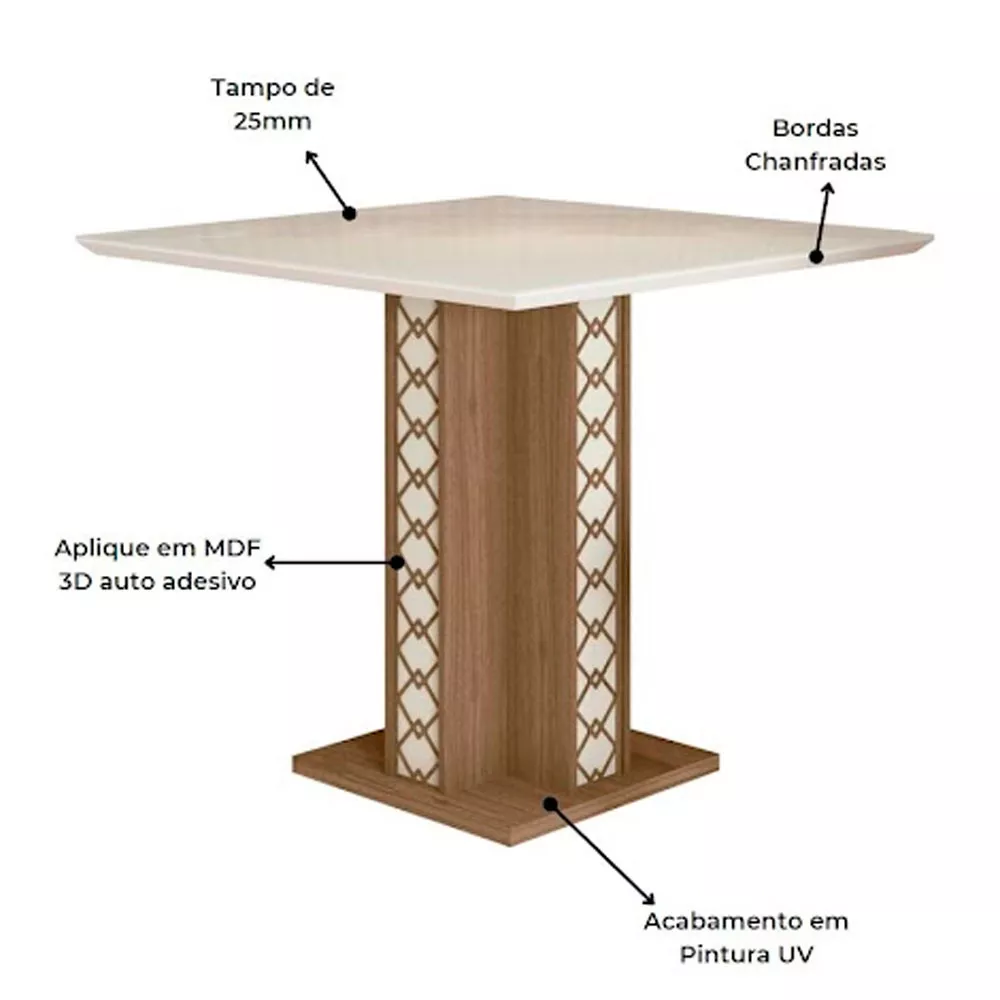 Image 3 of 7 of Conjunto Sala de Jantar Mesa com Tampo Chanfrado Isis 4 Cadeiras Estofadas Jade Poliman