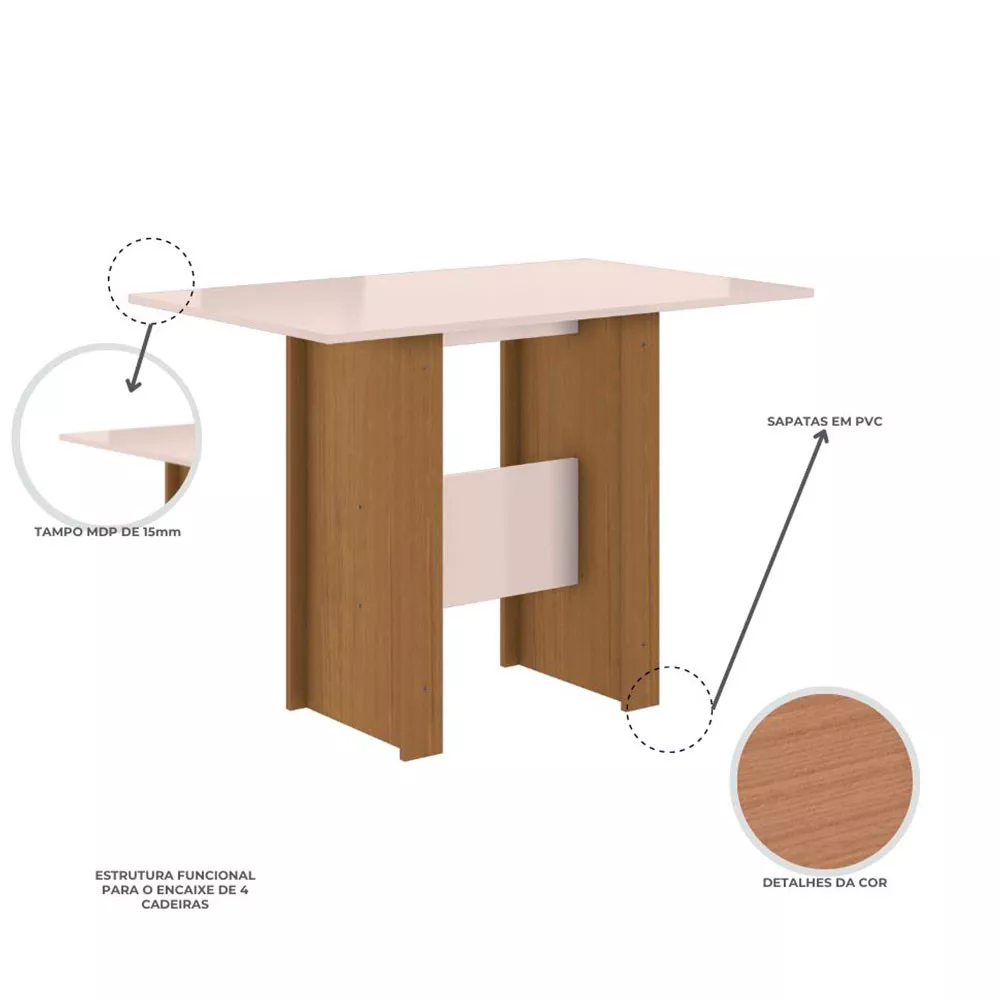 Mesa de Jantar 4 Lugares Milano Poliman Móveis