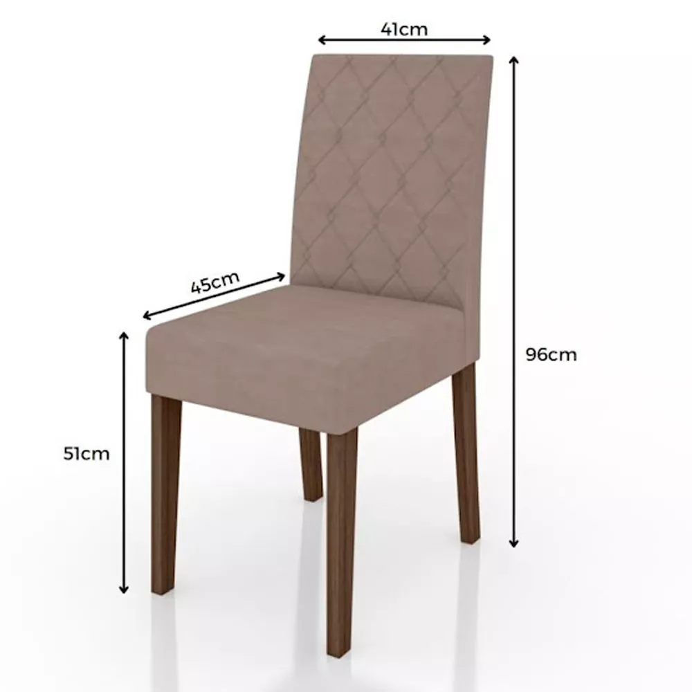 Conjunto Sala de Jantar Mesa com Tampo Chanfrado Agata 6 Cadeiras Estofadas Jade Poliman