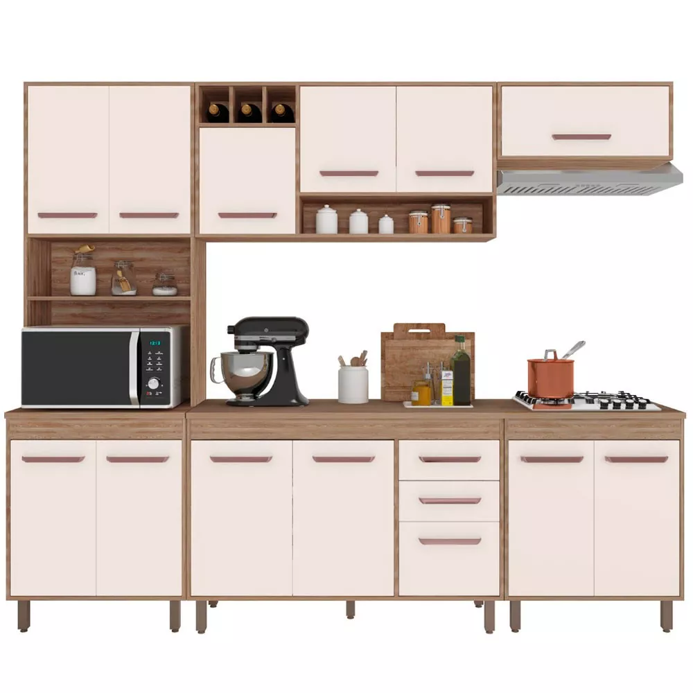 Cozinha Compacta 5 Peças, Balcão e Tampo Barcelona Poliman Móveis