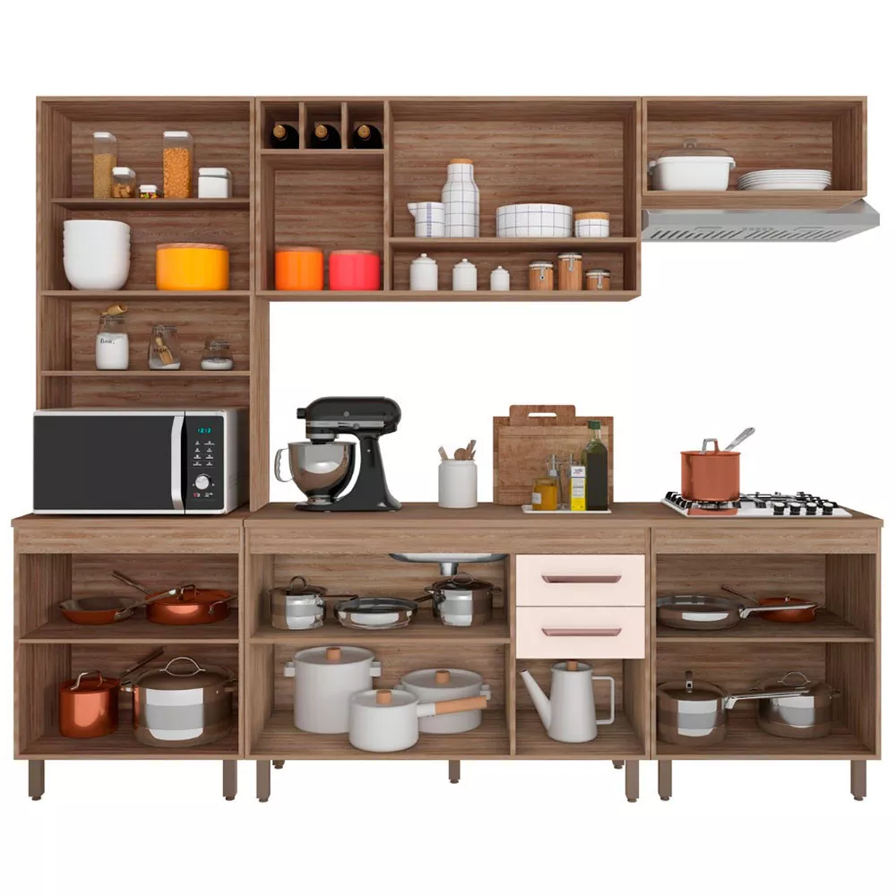 Cozinha Compacta 5 Peças, Balcão e Tampo Barcelona Poliman Móveis