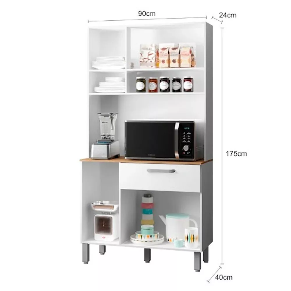 Kit Cozinha 6 Portas 1 Gaveta em MDF Sofia Poliman Móveis