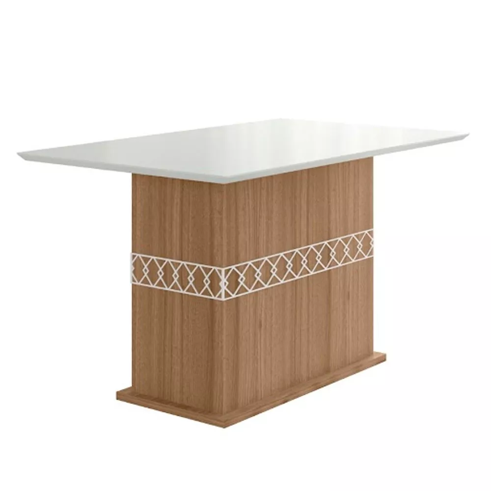 Mesa para Sala de Jantar 136cm Retangular Tampo Chanfrado Agata Poliman