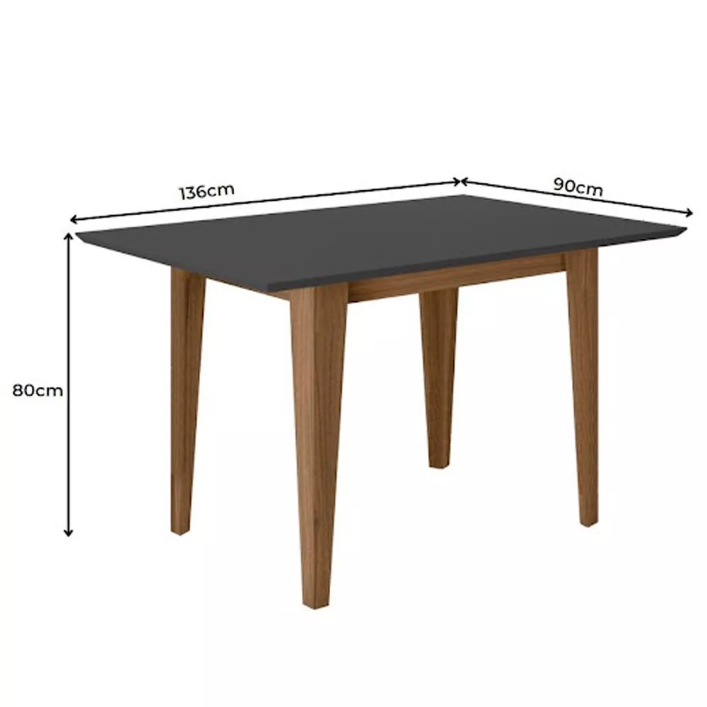 Conjunto Sala de Jantar Mesa com Tampo Chanfrado Kate 4 Cadeiras Estofadas Jade Poliman