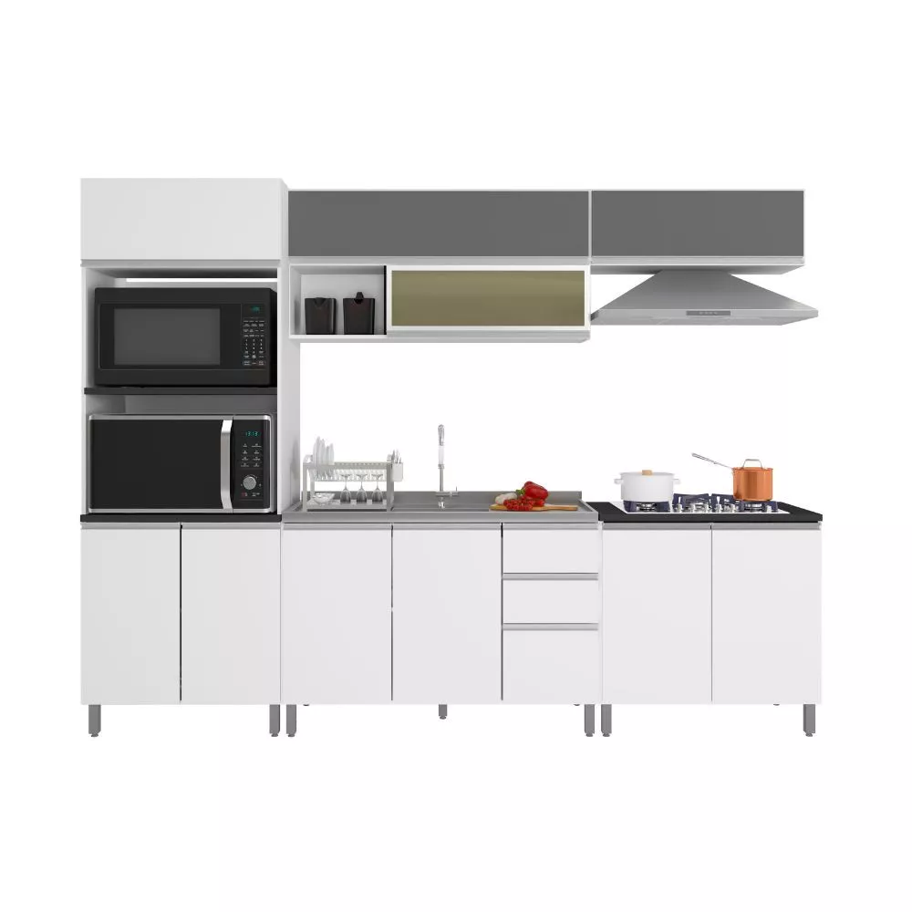 Cozinha Completa Evidence 9 Portas 2 Gavetas Poliman Móveis