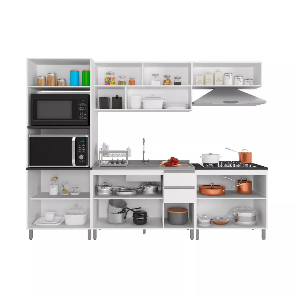 Cozinha Completa Evidence 9 Portas 2 Gavetas Poliman Móveis