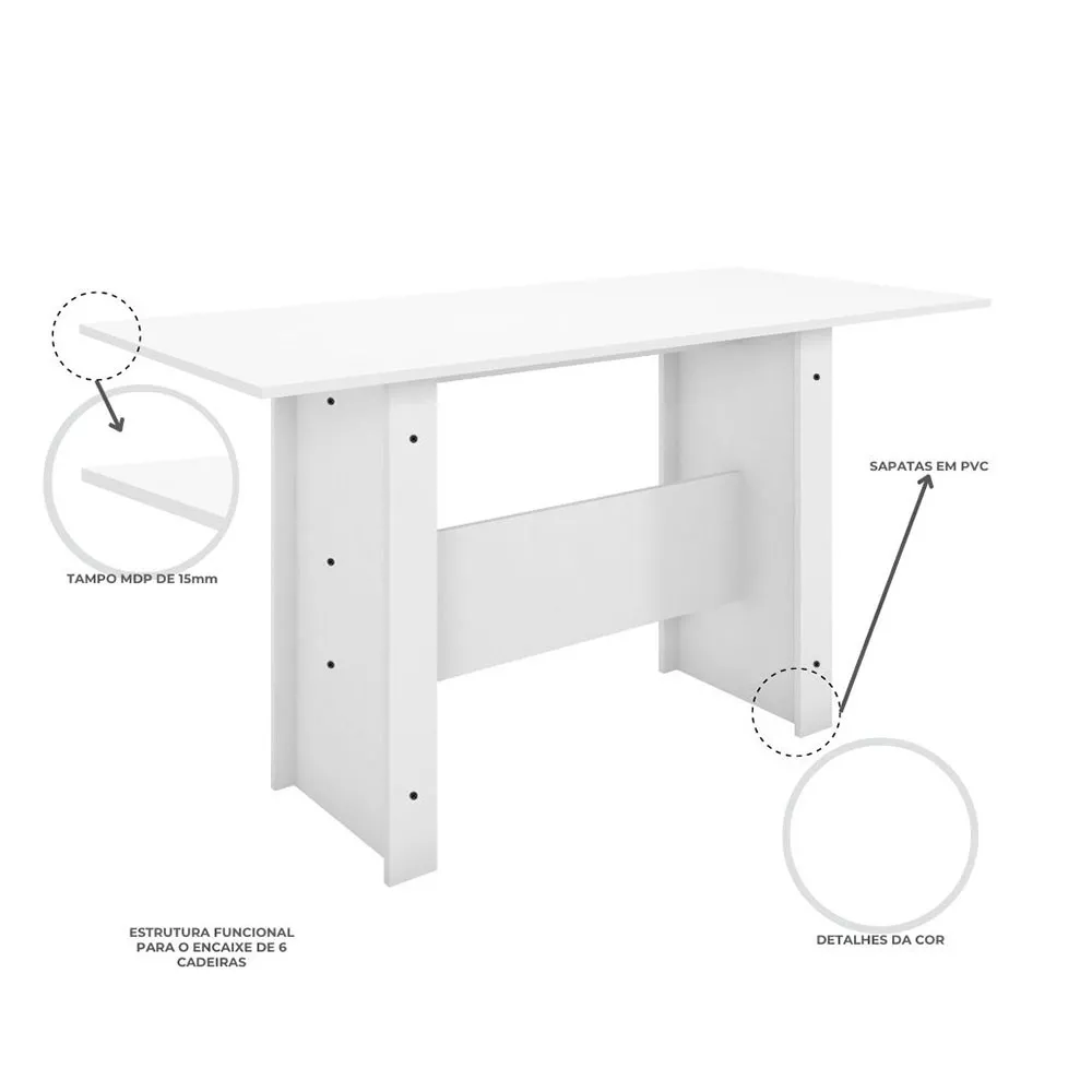 Mesa de Jantar 4 Lugares Milano Poliman Móveis
