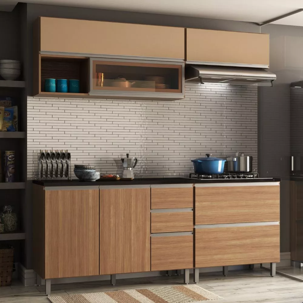 Cozinha Modulada Aérea 4 Peças 7 Portas 3 Gavetas Evidence