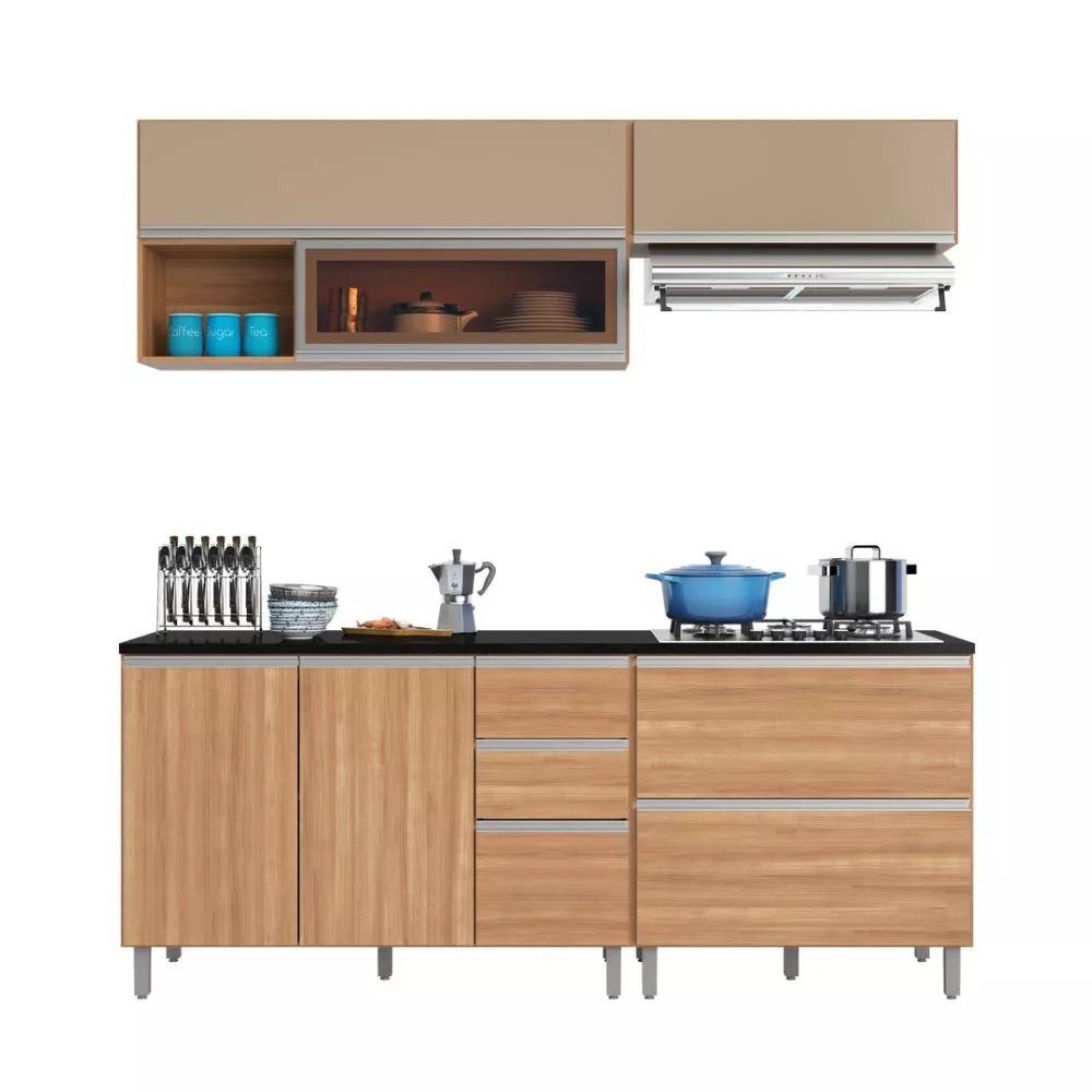 Cozinha Modulada Aérea 4 Peças 7 Portas 3 Gavetas Evidence
