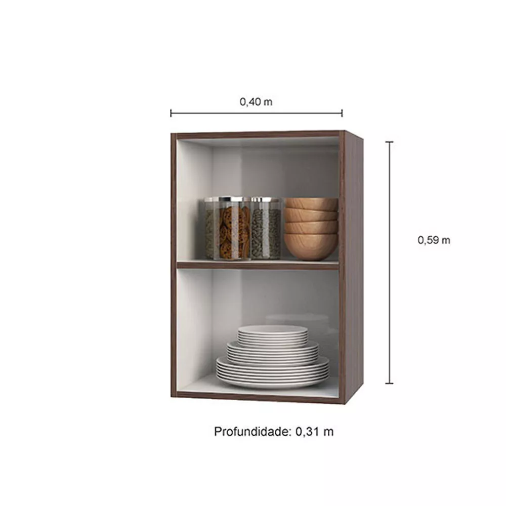 Armário Aéreo de Cozinha Evidence 1 Porta Com Prateleira Poliman Móveis