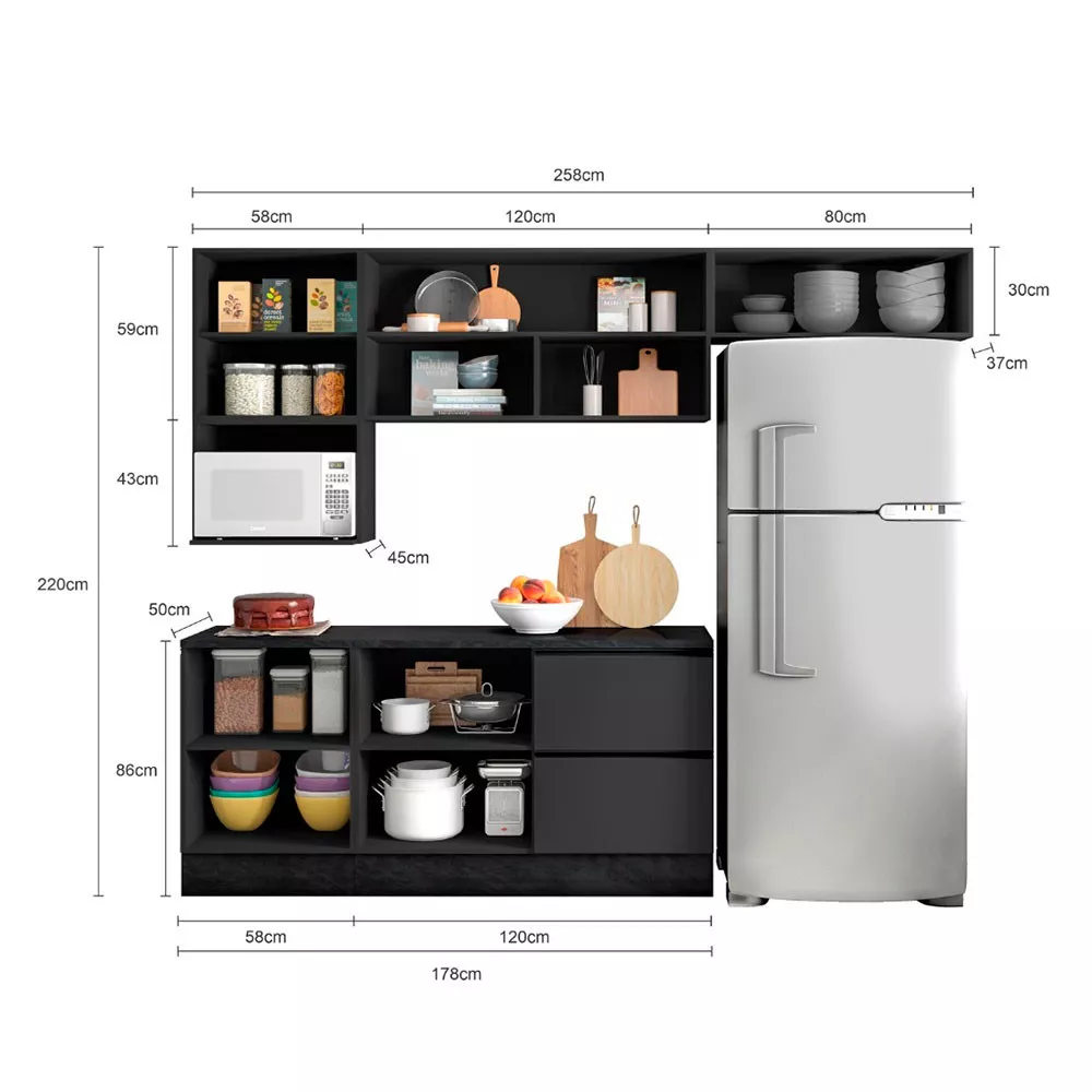 Cozinha Completa Etna 6 Peças Poliman Móveis