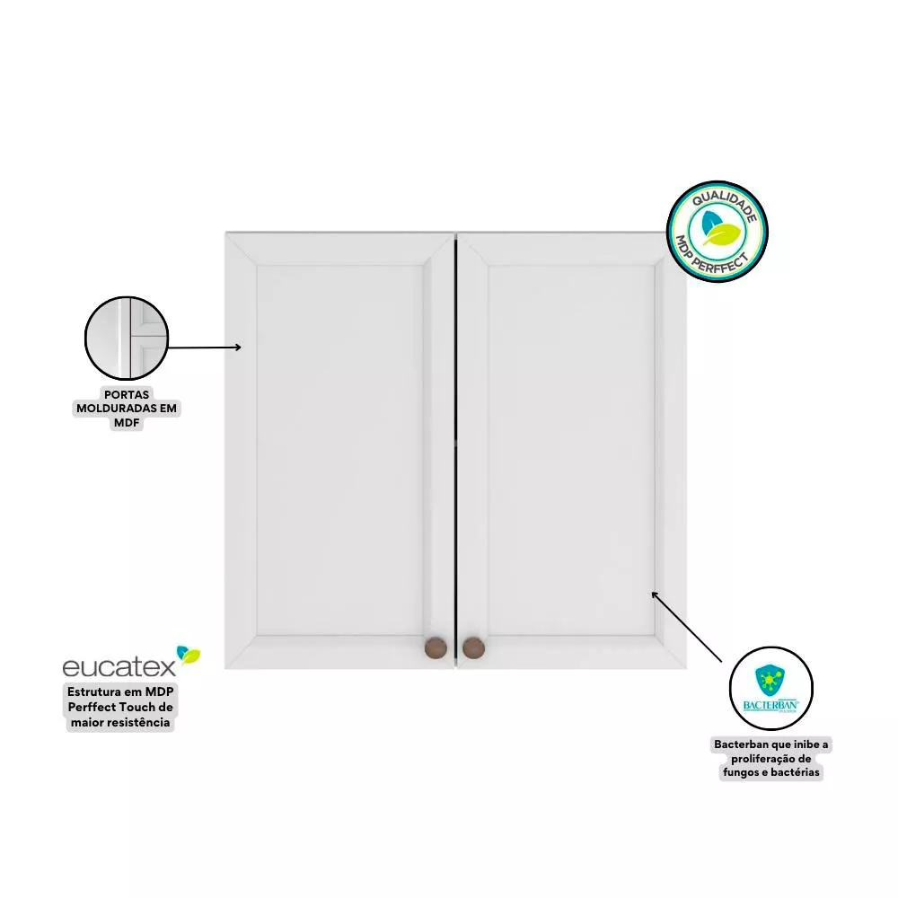 Armário Aéreo 2 Portas Olivia 80 cm