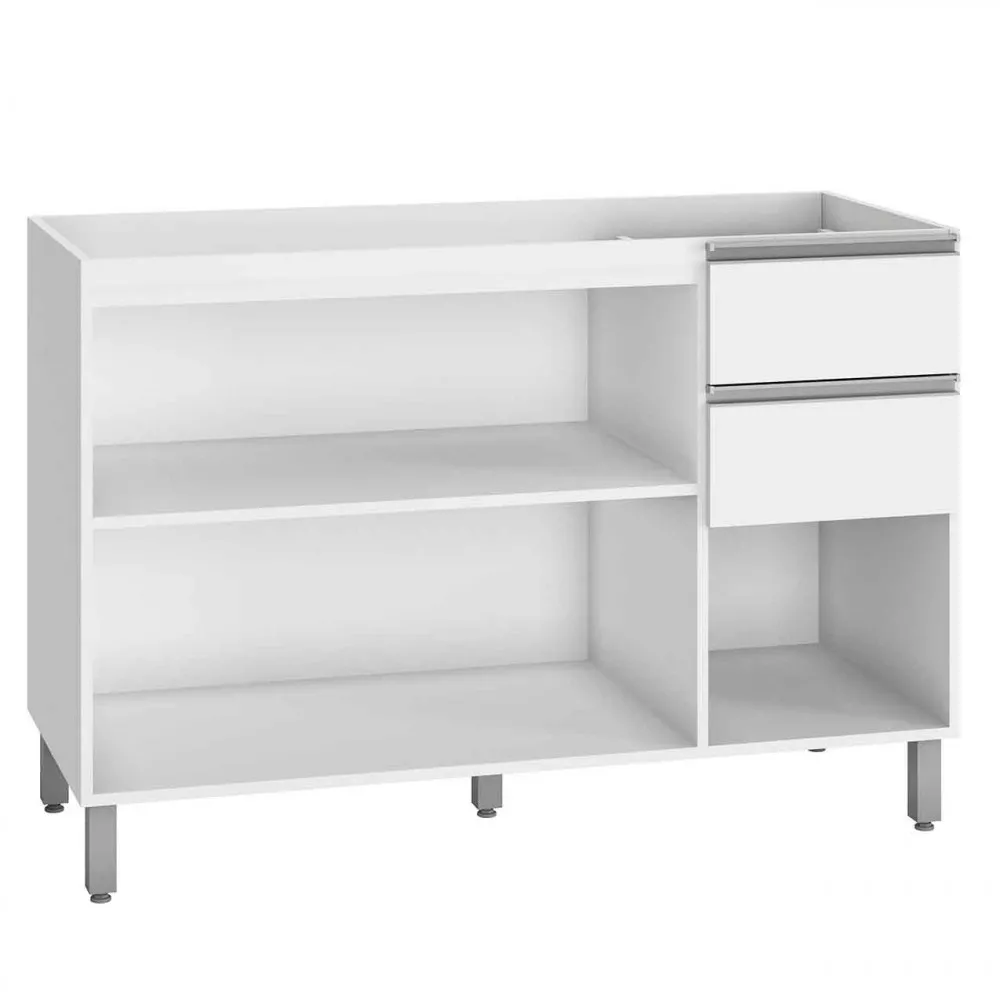 Balcão para Pia Cuba 120cm 3 Portas 3 Gavetas Paris Poliman Móveis
