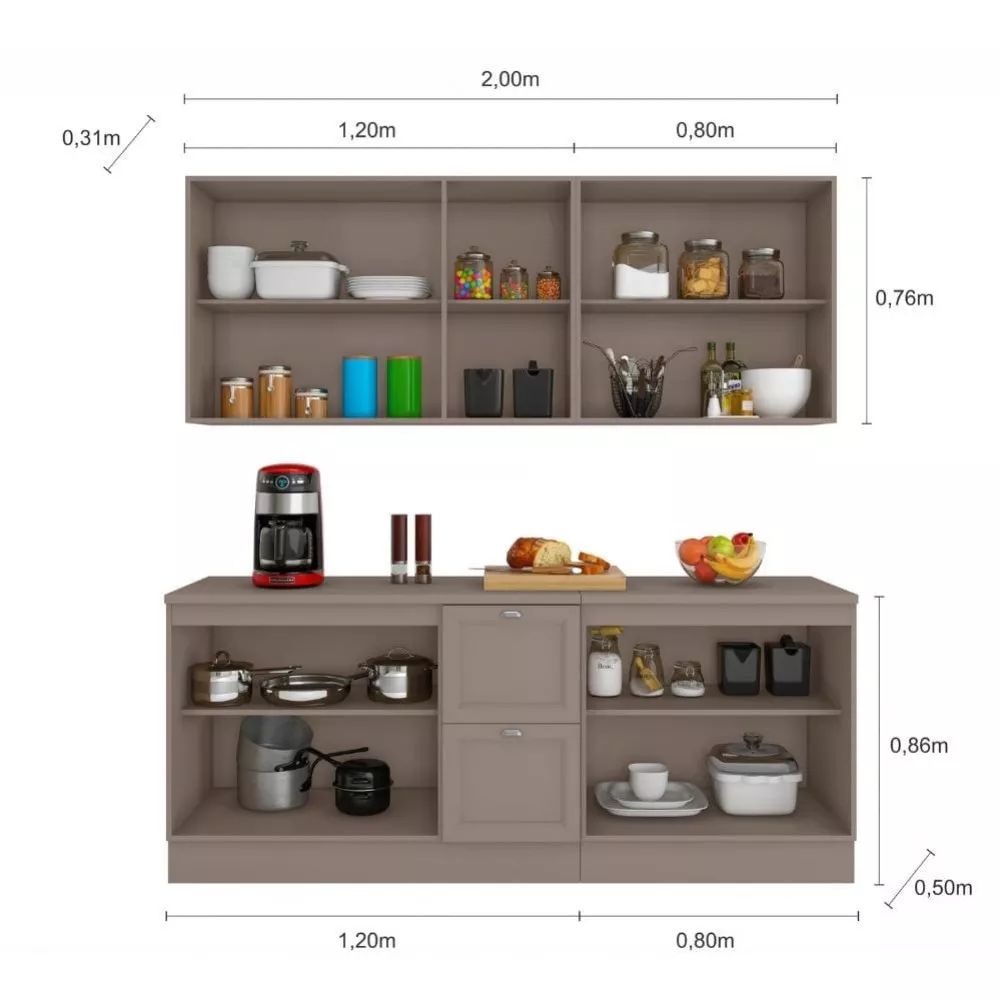 Cozinha Completa Modulada Olivia 9 Portas 2 Gavetas