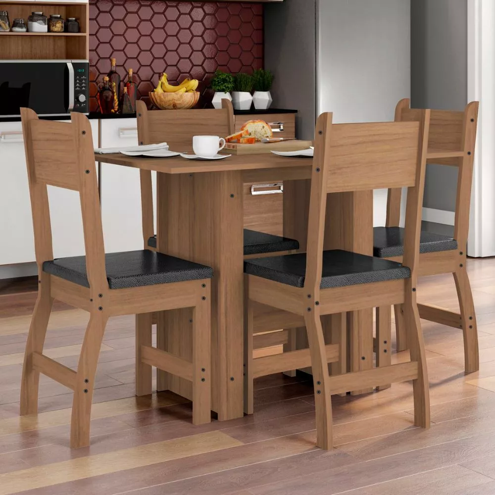 Conjunto Mesa com 4 Cadeiras Milano Poliman Móveis