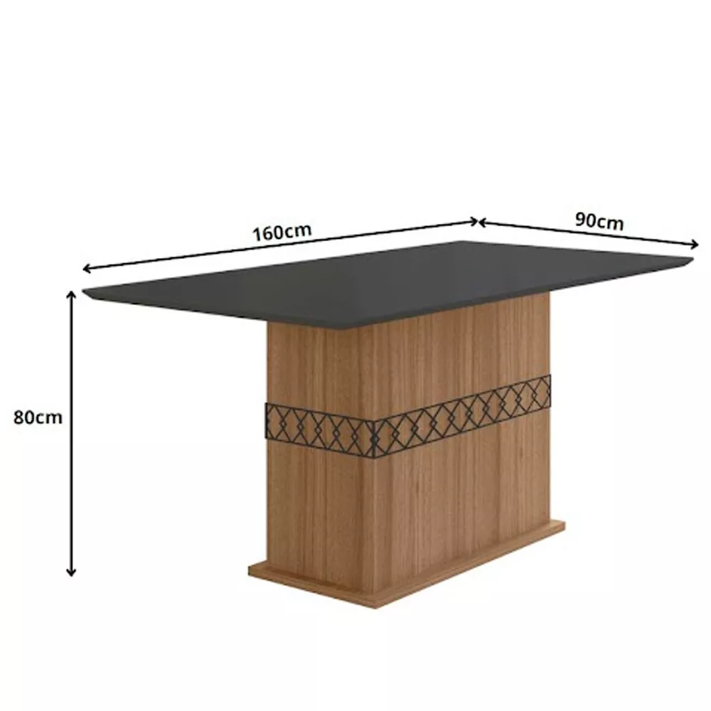 Mesa para Sala de Jantar 160cm Retangular Tampo Chanfrado Agata Poliman