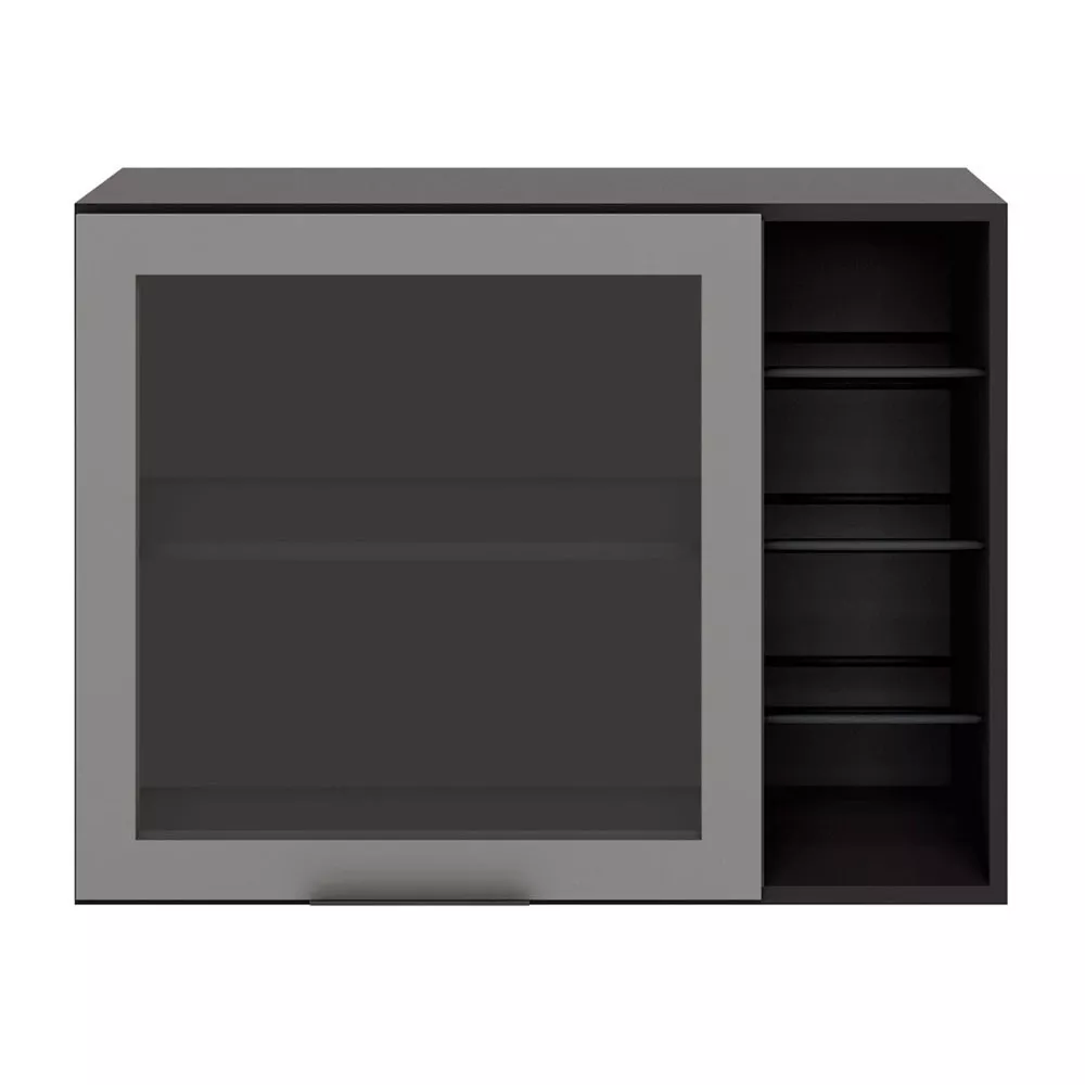 Armário Aéreo 80 cm 1 Porta Vidro Fumê com Adega Etna Poliman