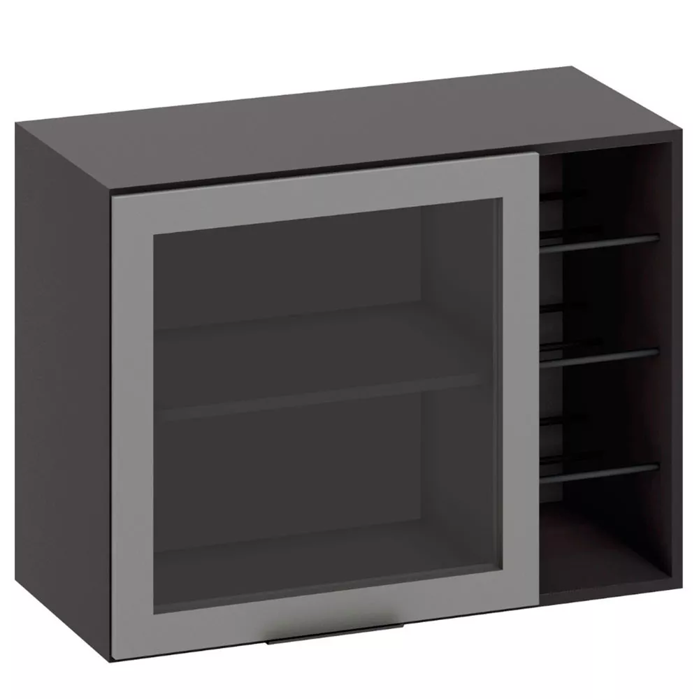 Armário Aéreo 80 cm 1 Porta Vidro Fumê com Adega Etna Poliman