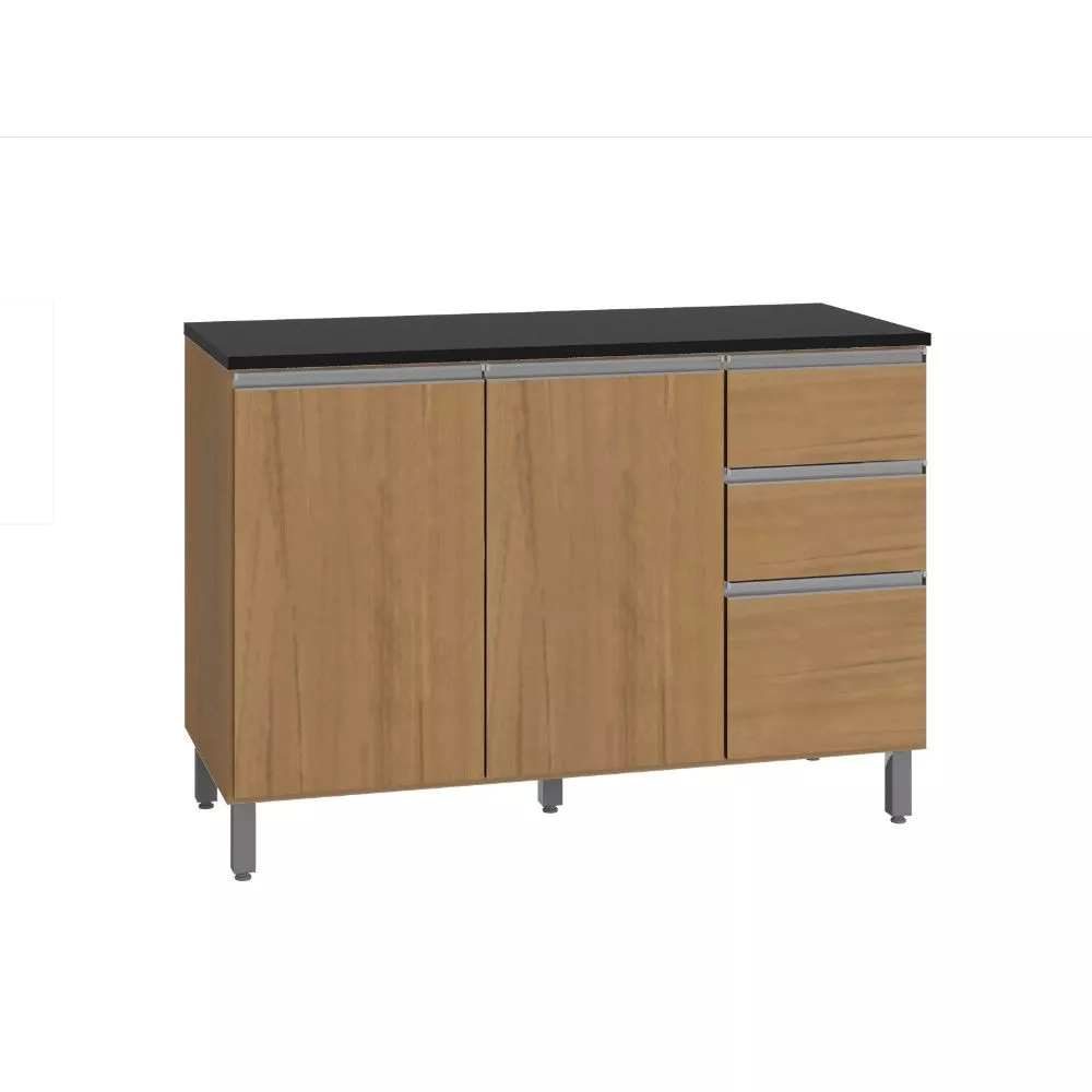 Balcão com Tampo Evidence 3 Portas 2 Gavetas MDP Poliman Móveis