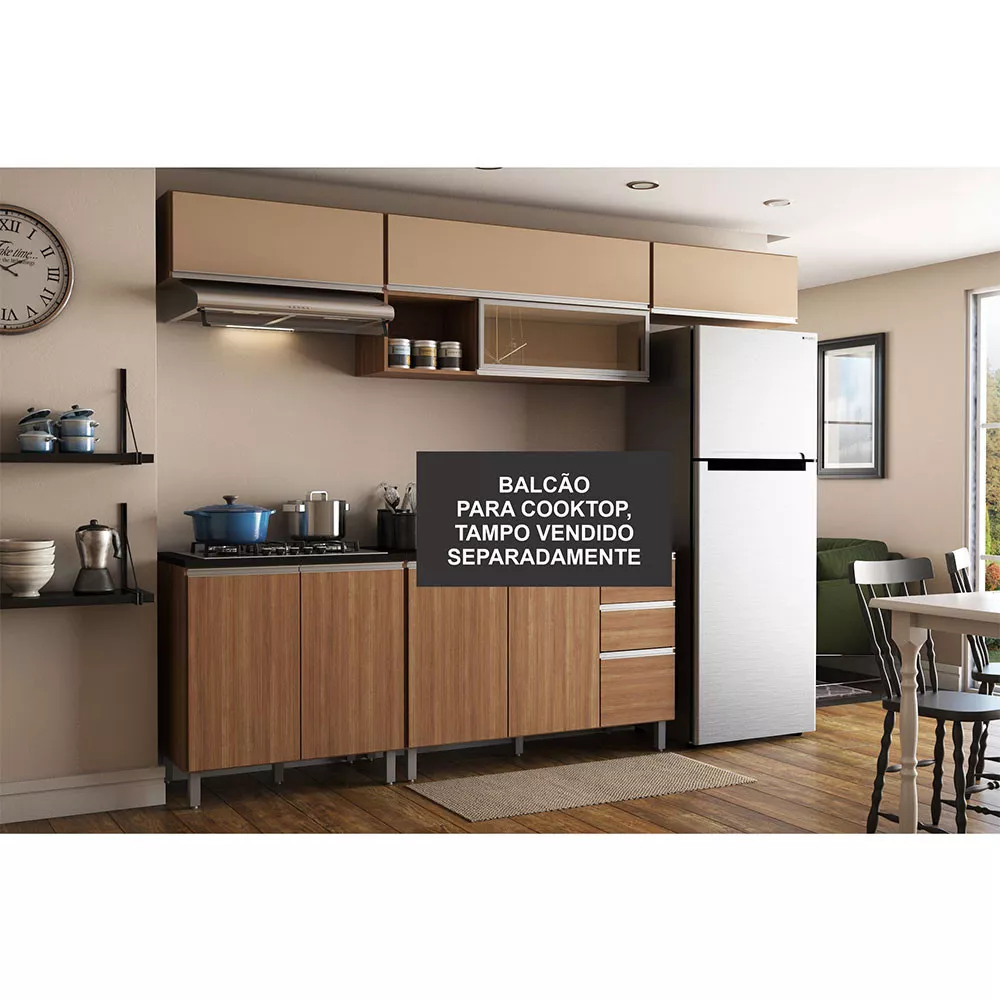 Balcão Para Cooktop Evidence 2 Portas Sem Tampo Poliman Móveis