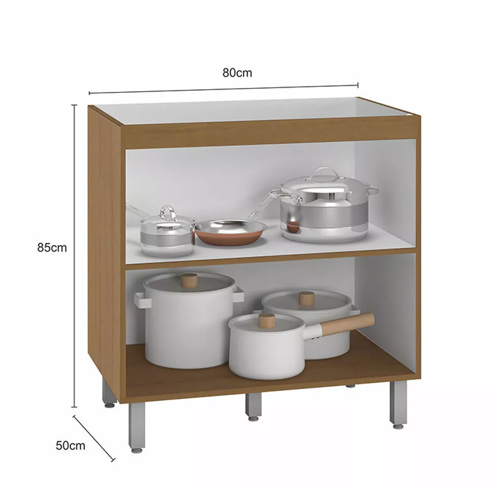Balcão Para Cooktop Evidence 2 Portas Sem Tampo Poliman Móveis