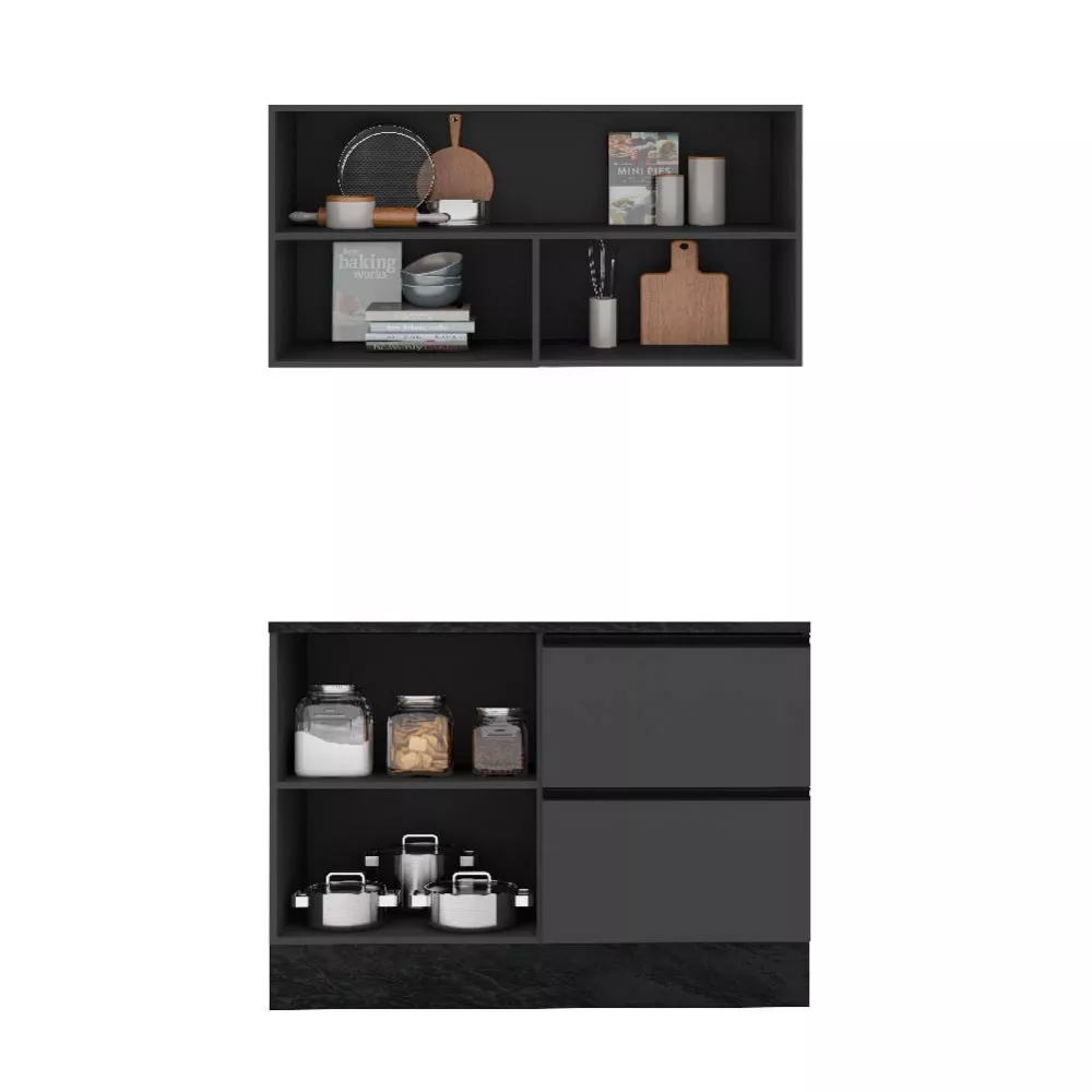 Cozinha Compacta Armário Aéreo e Balcão Etna Poliman