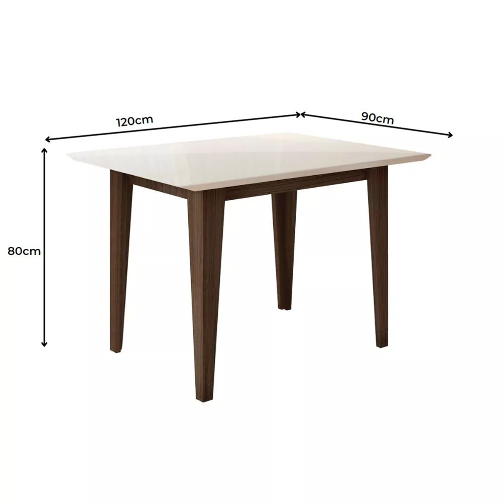 Mesa para Sala de Jantar 120cm Retangular Tampo Chanfrado Kate Poliman