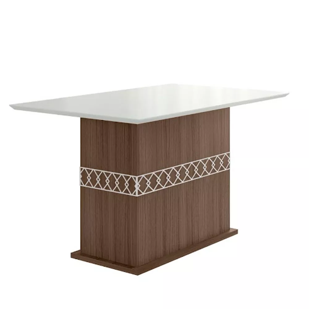 Mesa para Sala de Jantar 136cm Retangular Tampo Chanfrado Agata Poliman