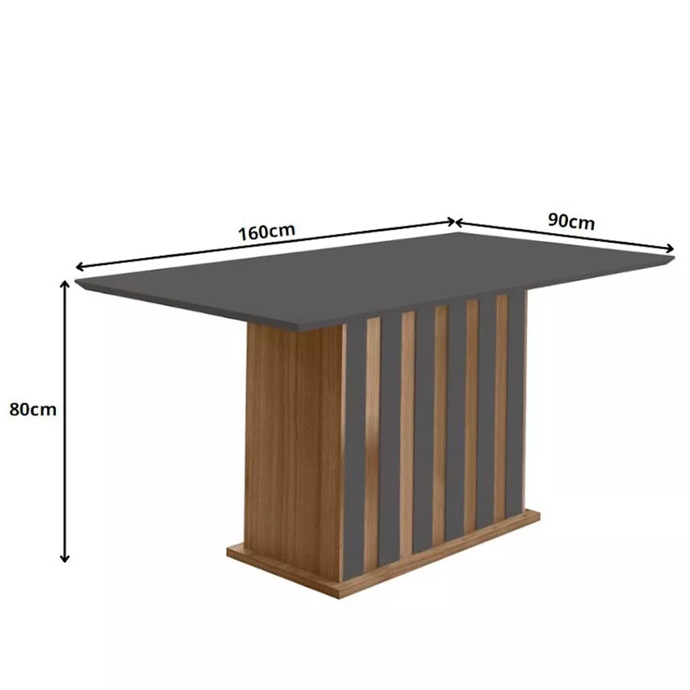 Mesa para Sala de Jantar 160cm Retangular Tampo Chanfrado Amalia Poliman
