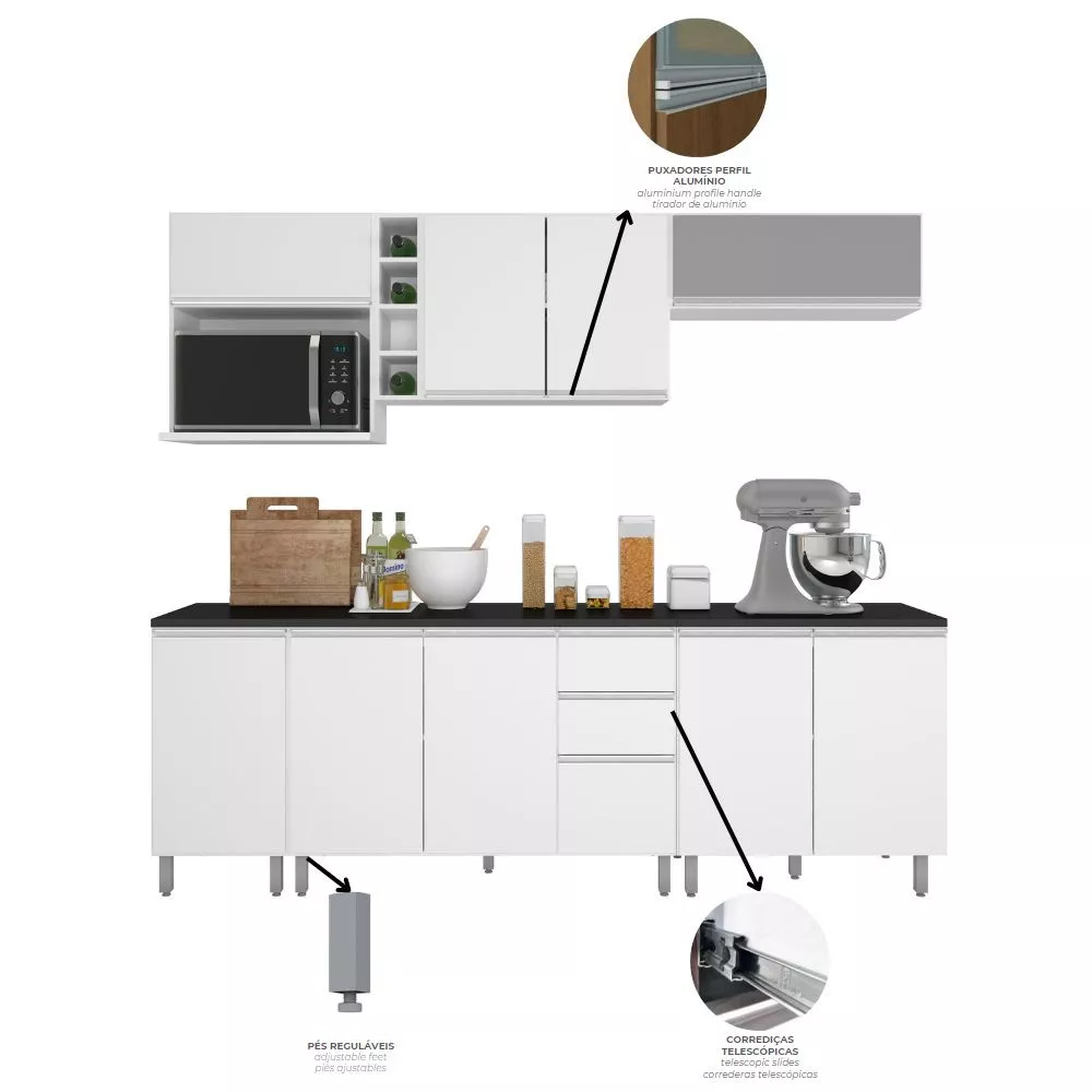 Cozinha Completa Evidence 10 Portas 2 Gavetas Poliman Móveis