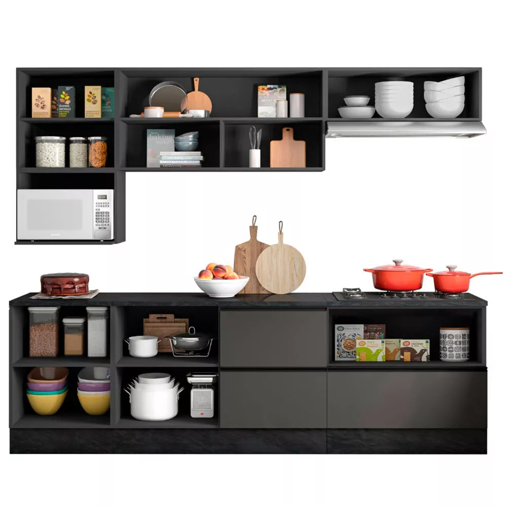 Cozinha Completa Etna 7 peças Balcão Cooktop Poliman Móveis