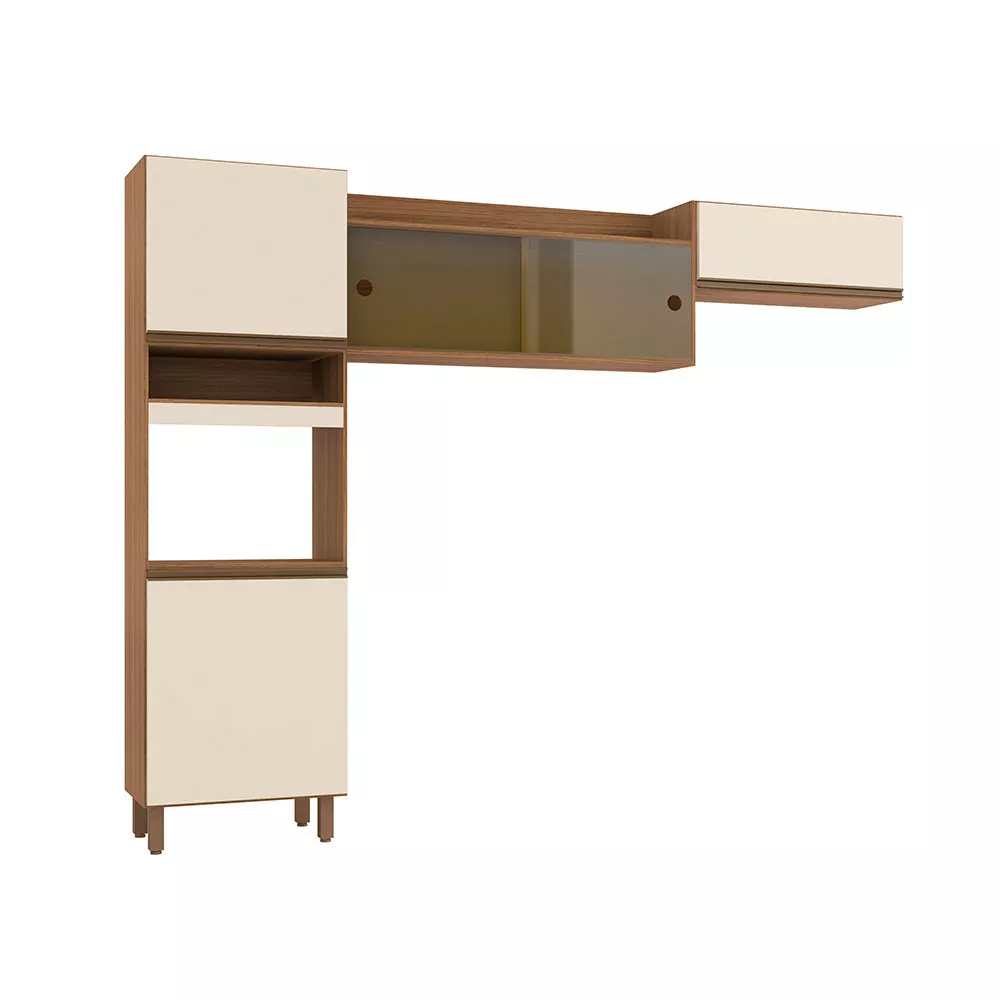 Cozinha Compacta Porto com Nicho Para Micro-ondas 5 portas Poliman Móveis