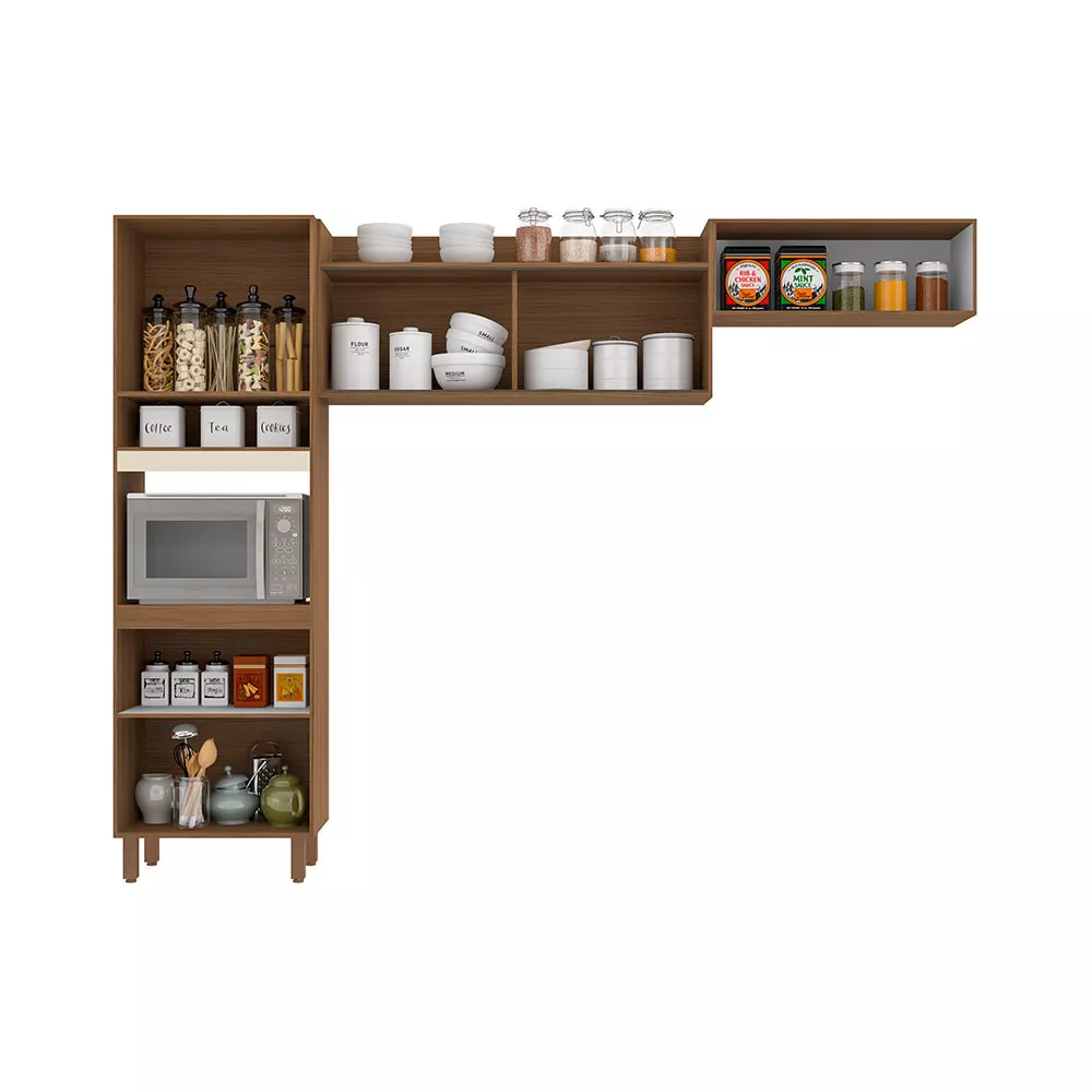 Cozinha Compacta Porto com Nicho Para Micro-ondas 5 portas Poliman Móveis