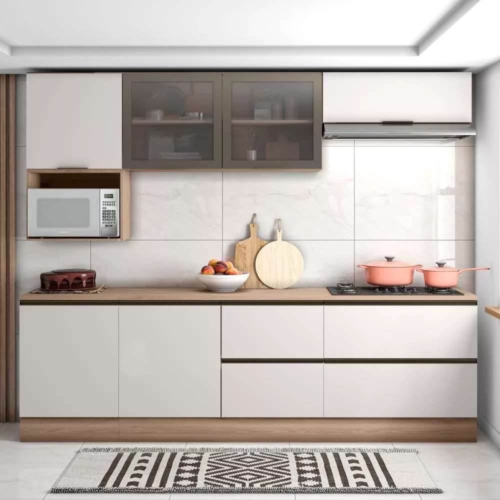 Cozinha Completa Etna 7 peças Balcão Cooktop Poliman Móveis