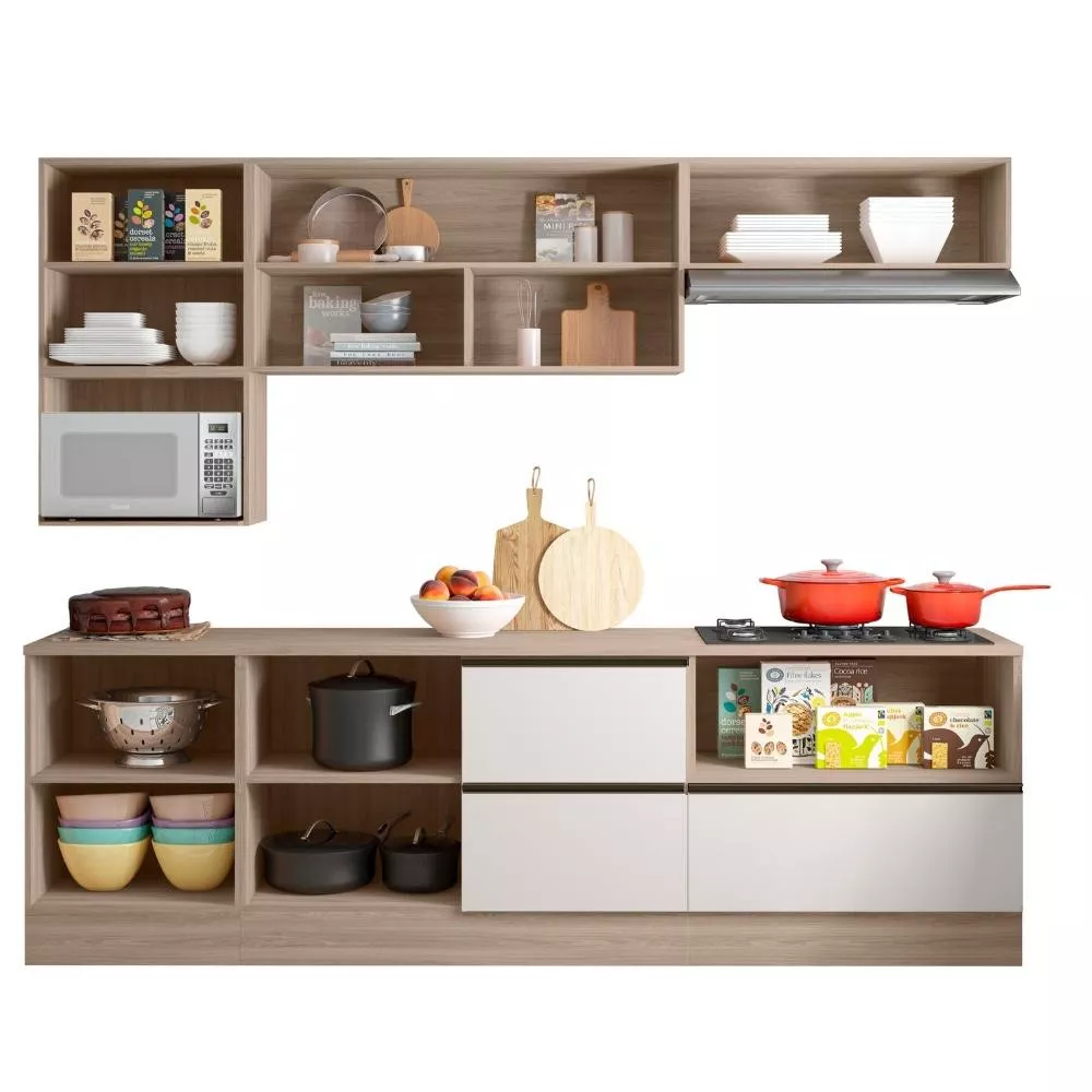 Cozinha Completa Etna 7 peças Balcão Cooktop Poliman Móveis