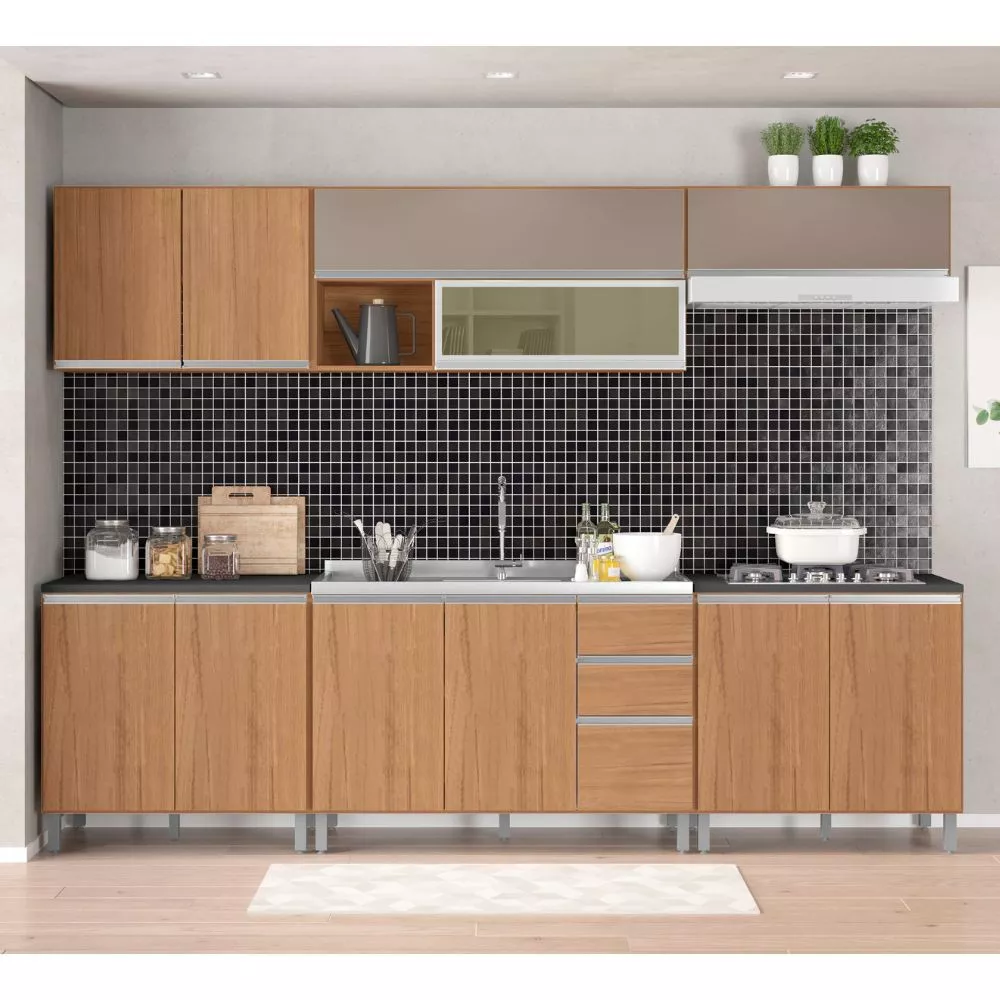 Cozinha Completa Evidence 12 portas 2 gavetas Poliman Móveis