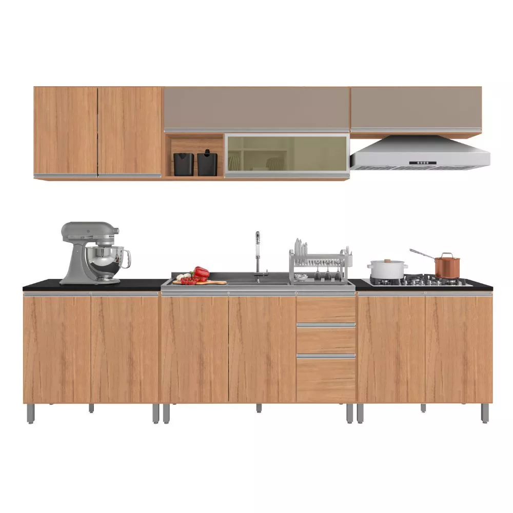 Cozinha Completa Evidence 12 portas 2 gavetas Poliman Móveis