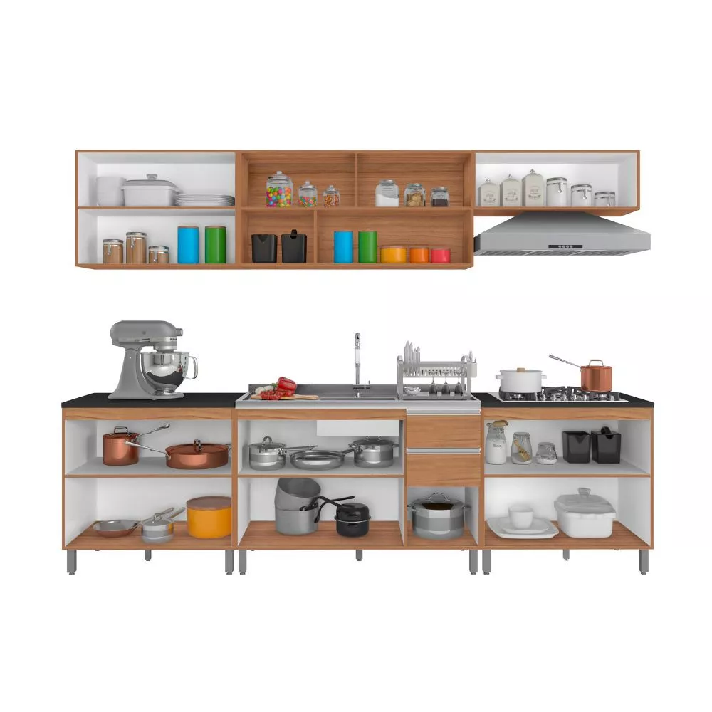 Cozinha Completa Evidence 12 portas 2 gavetas Poliman Móveis