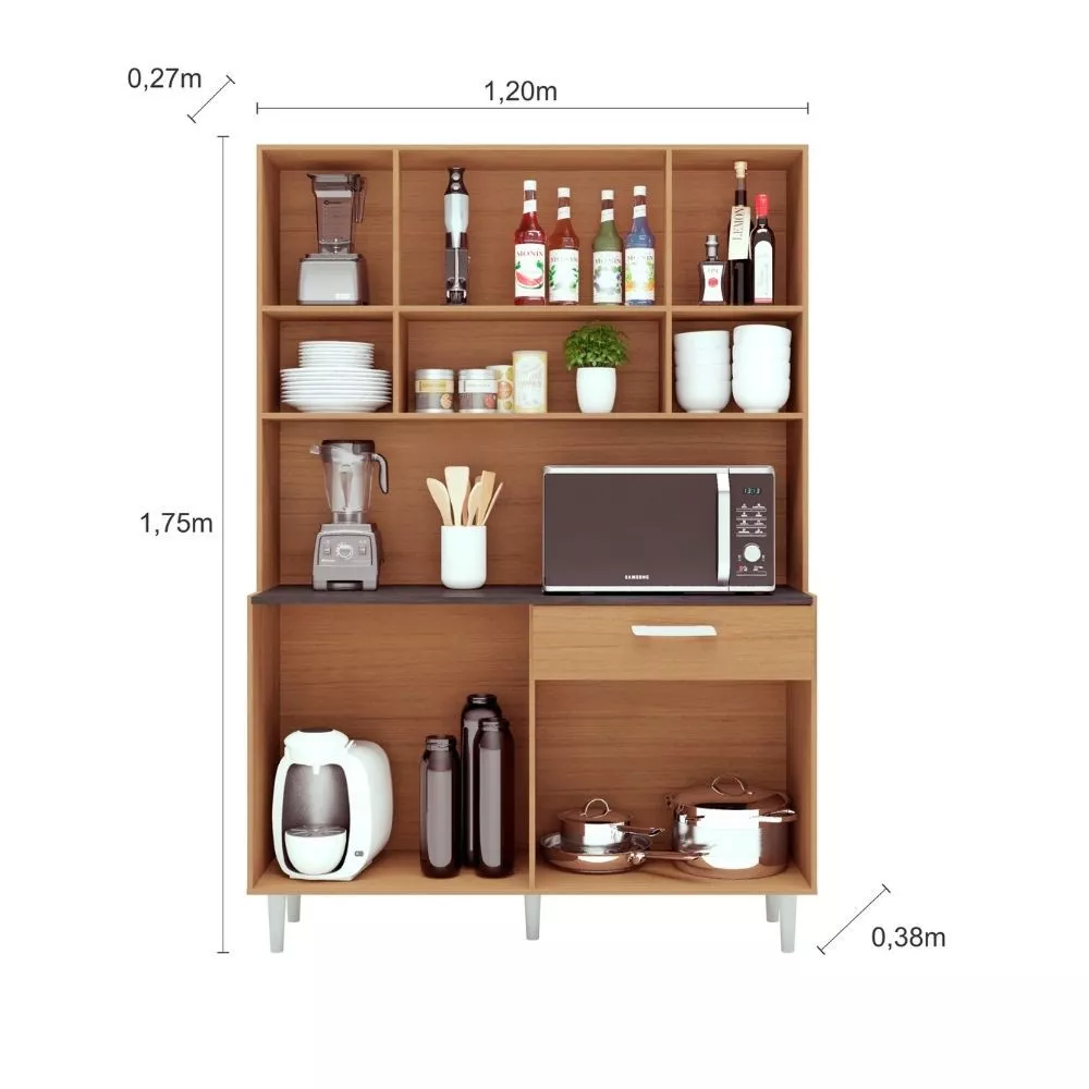 Kit Cozinha 8 Portas 1 Gaveta Gabi Poliman Móveis