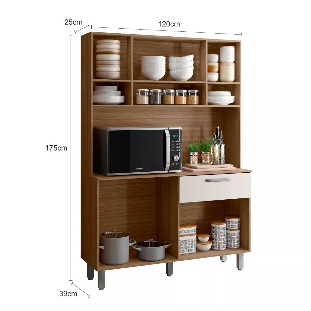 Kit Cozinha Compacta 8 portas 1 Gateva Nice Poliman Móveis