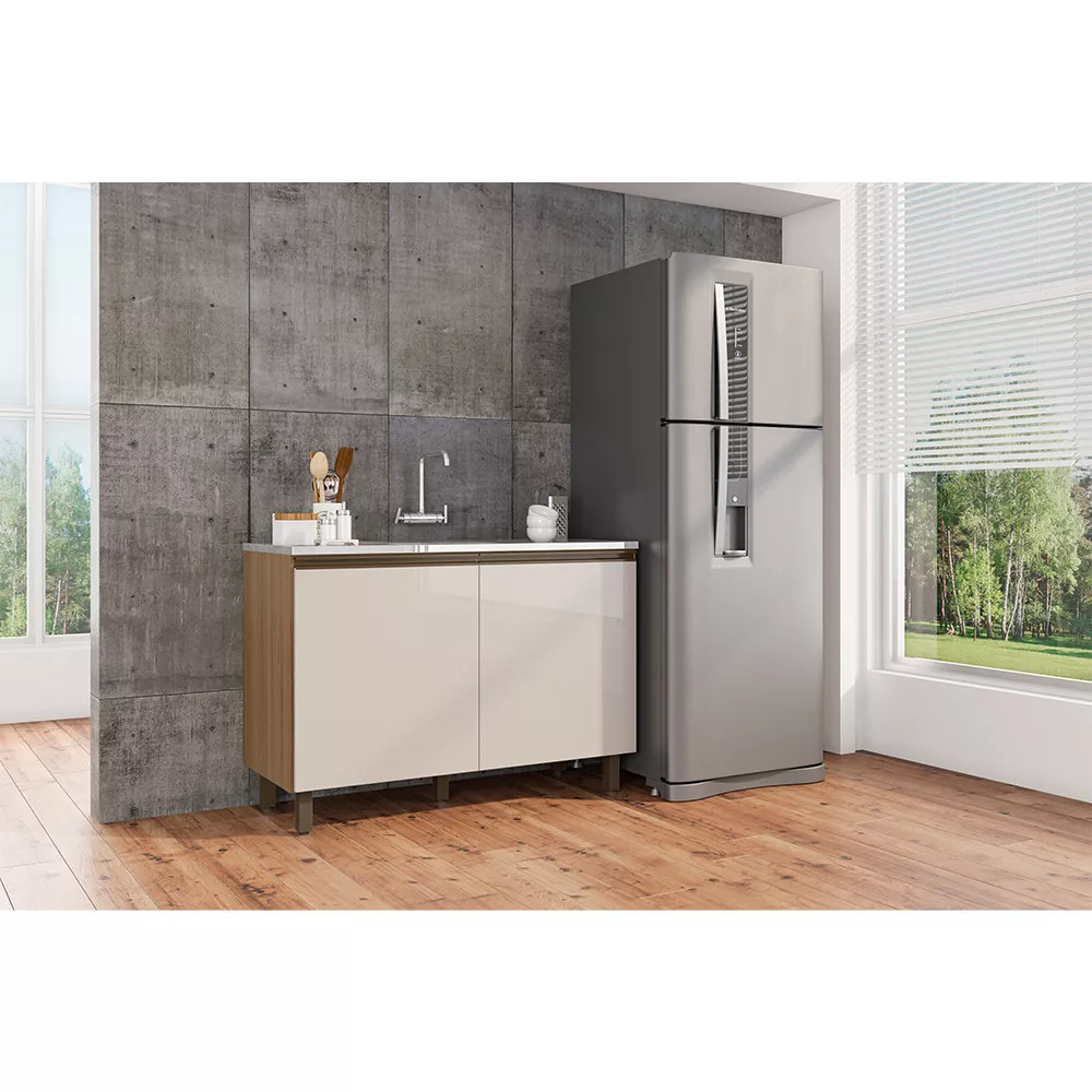 Balcão Cozinha sem Tampo 120 cm 2 Portas Porto Poliman