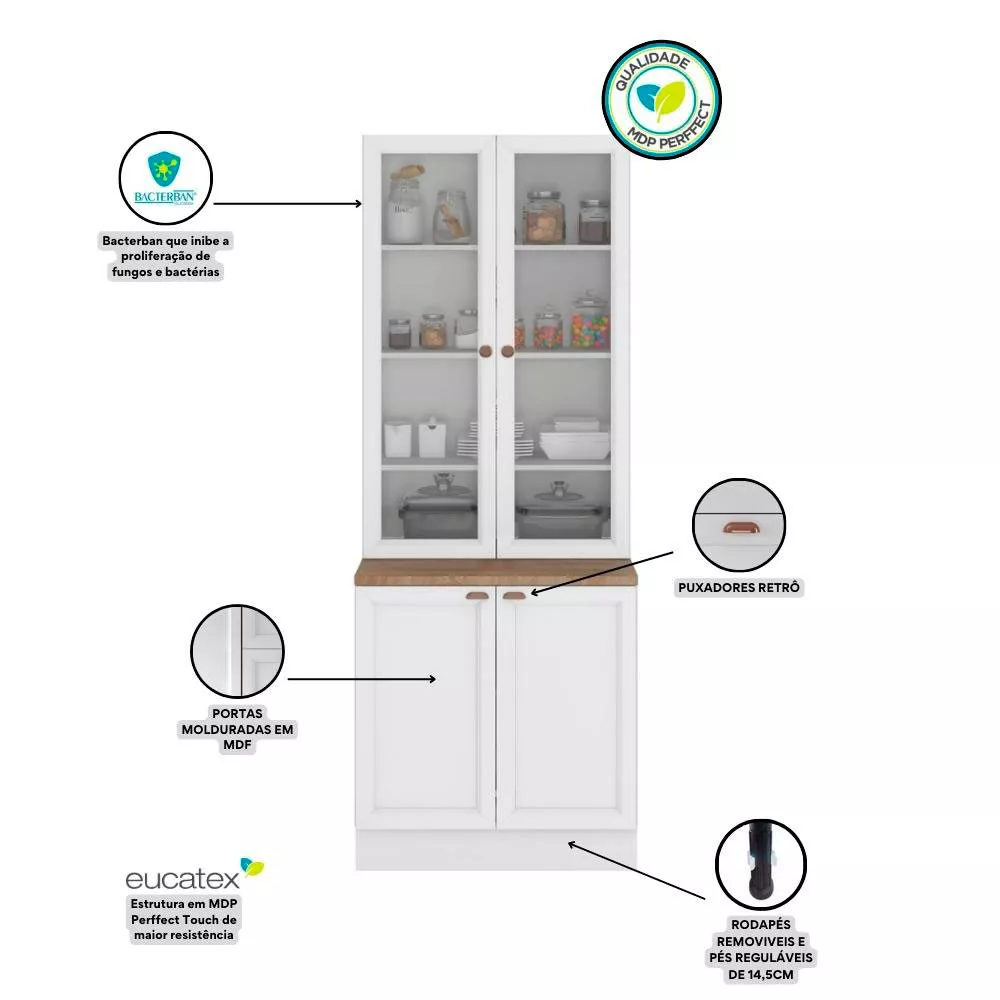 Paneleiro Cristaleira 4 Portas Unna Poliman