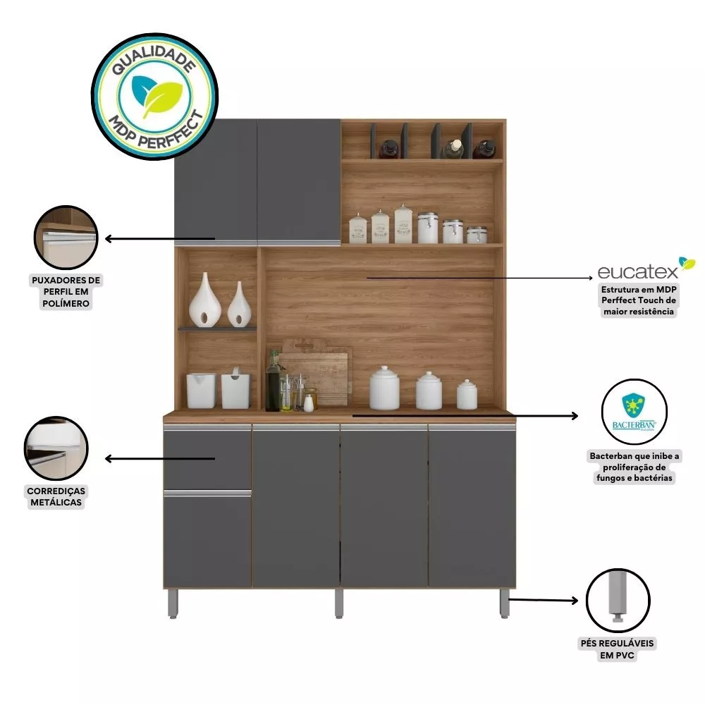 Image 4 of 5 of Kit Cozinha 6 Portas 1 Gaveta Alice