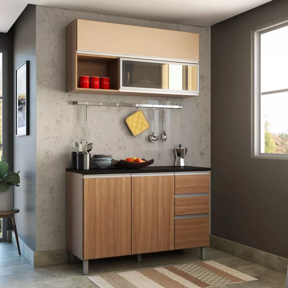 Cozinha Modulada 2 Peças 5 Portas 2 Gavetas Evidence
