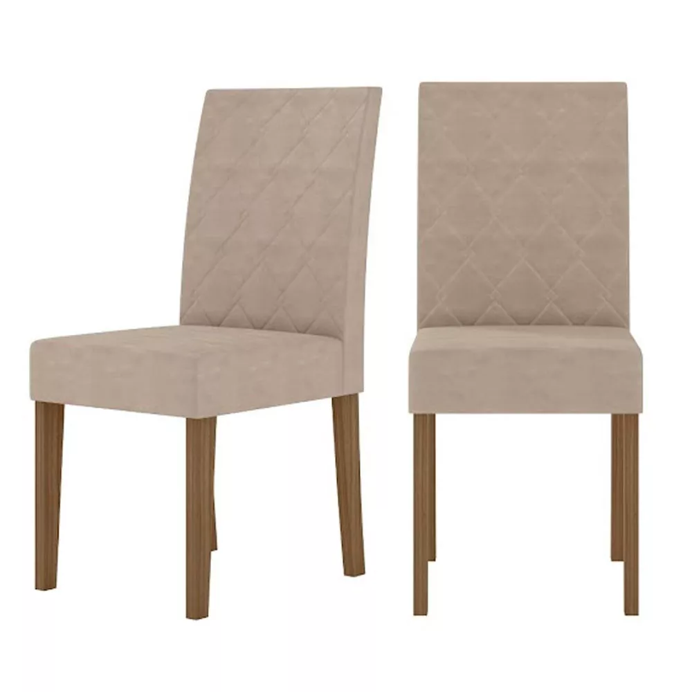 Conjunto Sala de Jantar Mesa com Tampo Chanfrado Agata 4 Cadeiras Estofadas Jade Poliman