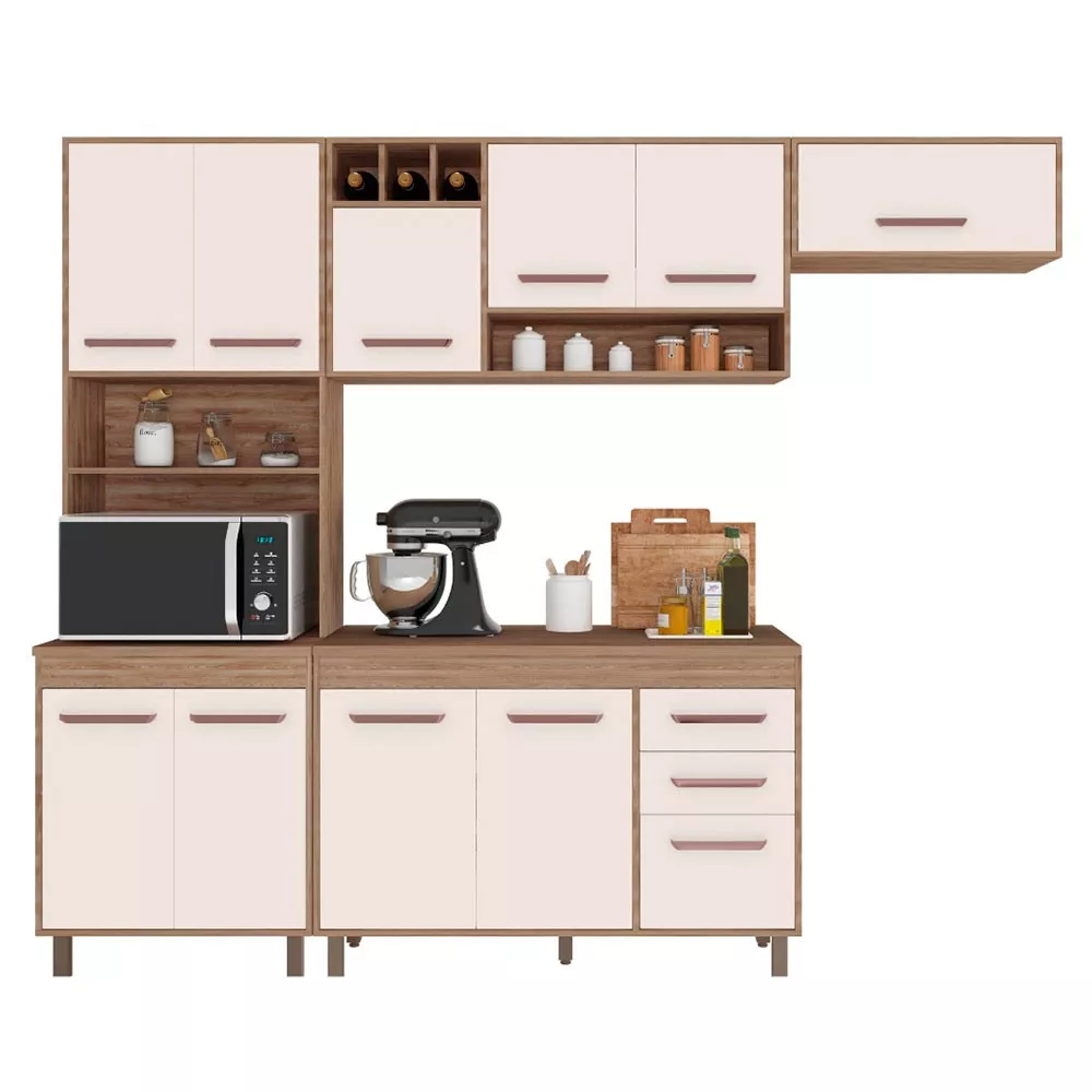 Cozinha Compacta 4 peças Balcão com Tampo Barcelona Poliman Móveis