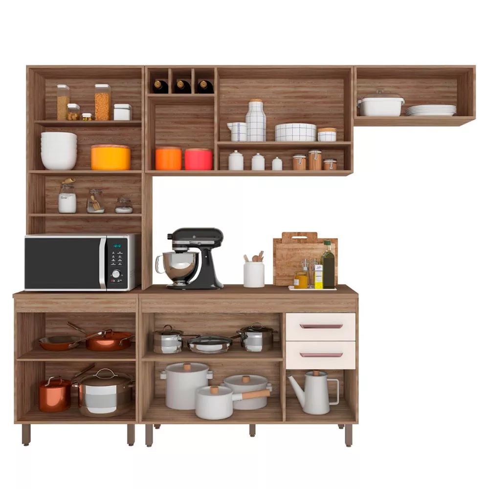 Cozinha Compacta 4 peças Balcão com Tampo Barcelona Poliman Móveis